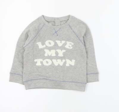 Vertbaudet Baby grau Baumwollmischung Pullover Größe 12-18 Monate Druckknopf