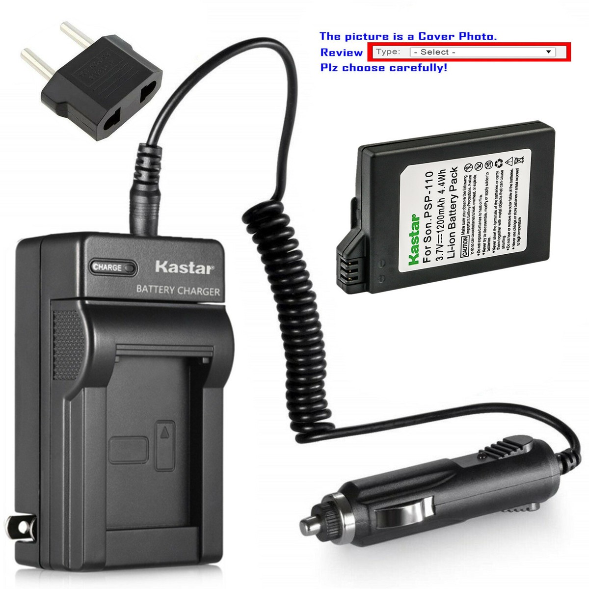 Kastar Battery AC Travel Charger for Sony PSP-2008 PSP-2009 PSP 
