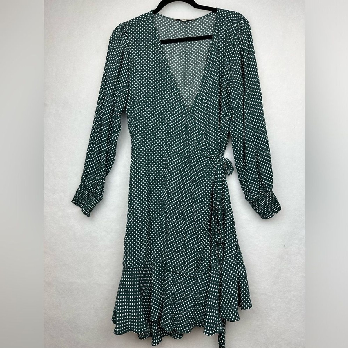 addy mini dress garden green Scribble Dot Print Stretch Plisse Wrap Dress – Tibi Official main image 1
