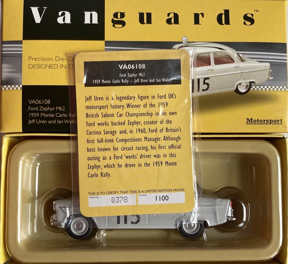 1/43 Corgi Vanguards VA 06108 Ford Zephyr 1959 Monte Carlo #115 Uren & Walker - Image 2 of 4