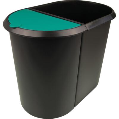 helit H6103994 Papierkorb Duo-System oval PE schwarz/grün