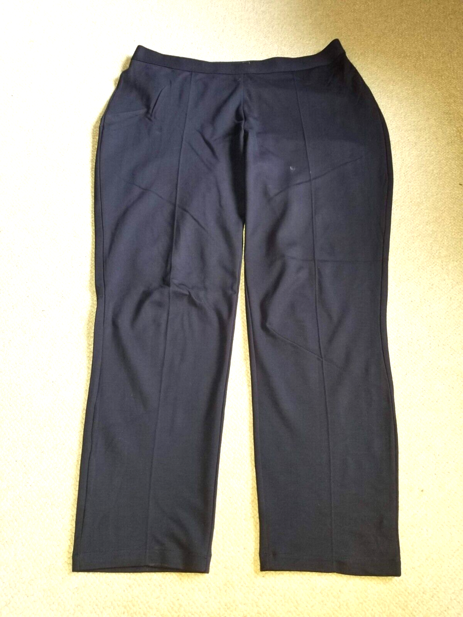 Womens Pants-UNIQLO-navy blue rayon stretch knit pull on ankle-XL