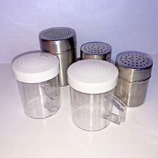 5 x Dredgers for dusting Choc Powder, Icing Sugar etc. Commercial / Domestic