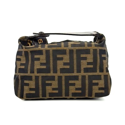 Excellent]FENDI Zucca Brown Vanity Bag Pouch Nylon Authentic F05