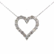 5.00 ct F/SI-1 Round Brilliant Cut Diamond Heart Pendant Necklace 14K White Gold