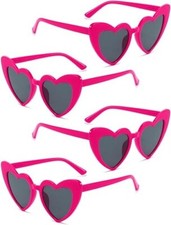 4 Pack Heart Shaped Sunglasses Trendy Cat Eye Love Heart Glasses Vintage Retro H
