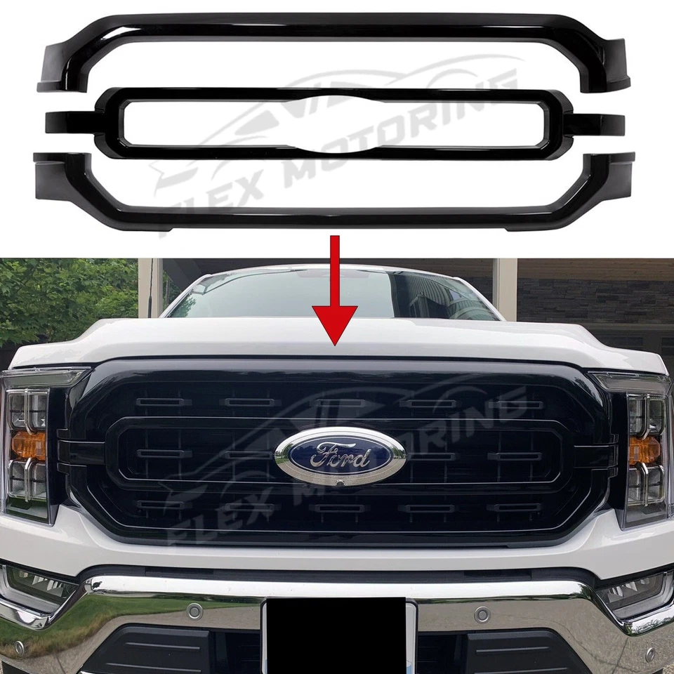 Inserto de parrilla negro brillante para Ford F-150 XL 2021-2023, XLT Foto 4 de 4