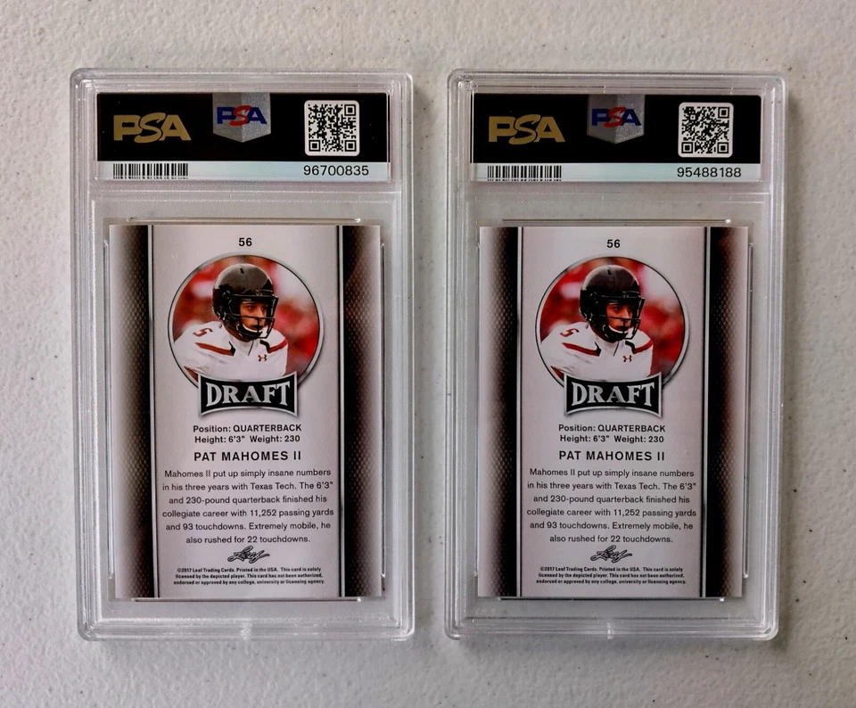 LOTE DE TARJETAS CLASIFICADAS DE NOVATO PATRICK MAHOMES ORO/BASE (2) PSA 9 - ¡INVERSIÓN! Foto 2 de 2