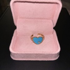 Yvonne Léon 9ct Gold Turquoise Enamel Heart Ring 375 Hallmarked RRP £1260