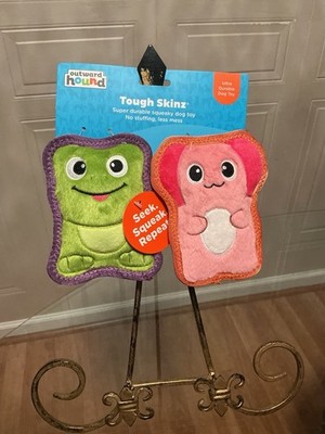 Outward Hound Tough Skinz Dog Frog & DoggieSet 2Squeaky DURABLE, NO STUFFING  6 