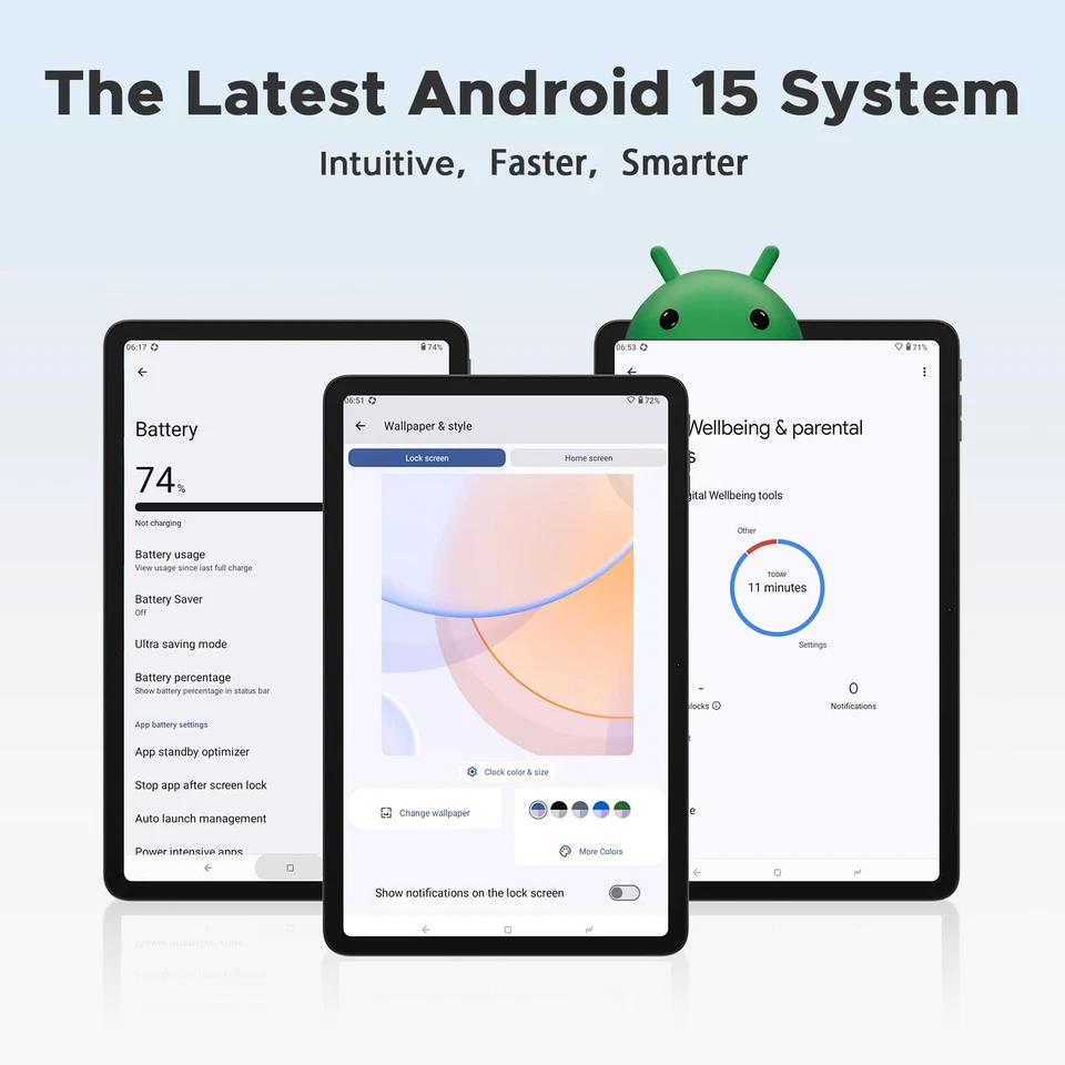 T36 12 inch Tablet with Keyboard, Android 15 Tablet 32GB+256GB/2TB Expand Oct... - Image 2 of 4