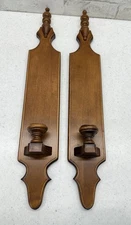 Tell City Chair Company MCM Maple Wood Wall Candle Sconce Set Set of 2 Vintage