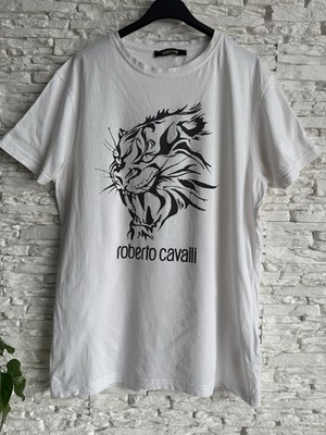 Roberto Cavalli Men's White Embellished Lion Crewneck T-Shirt Size XXL