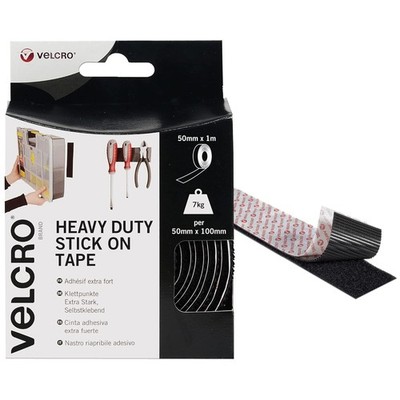 Klettband extra stark schwarz strapazierfähig selbstklebend zum Aufkleben 50 mm x 1 m - UK