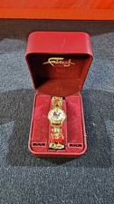 Vintage Faberge Gold Tone Jeweled Women's Watch In Original Box