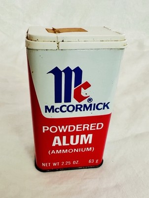 VINTAGE 1980 McCORMICK POWDERED ALUM TIN SPICE CONTAINER FULL KITCHEN 2.25oz