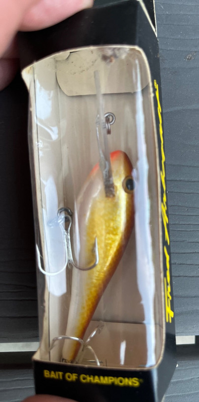 IN BOX- FRED ARBOGAST PHRED SHADEAUX WOOD FISHING LURE GLITTER GOLD PERCH #4
