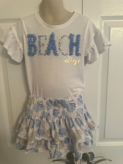 Tommy Bahama Girls Size 4 Sea Shell Beach Top And Skirt