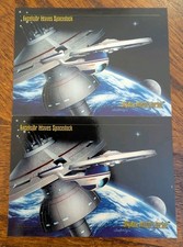 (2) 1993 Skybox Star Trek Master Series Excelsior Leaves Spacedock Promo Card