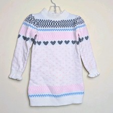 Janie and Jack Fair Isle Hearts Pastel Valentine's Sweater Dress Toddler 3T