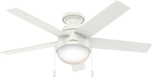 46 Inch Indoor Ceiling Fan with LED Light, Anslee 59269, White, Pull Chain - Picture 1 of 12
