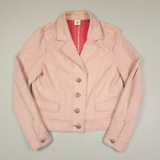 Cabi Ameilia Jacket Women Medium Coral Pink Cream Knit Blazer Style 5301