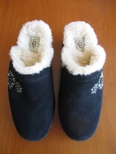 Ugg Shearling Clogs Size 10 Black Excellent Pre-Owned