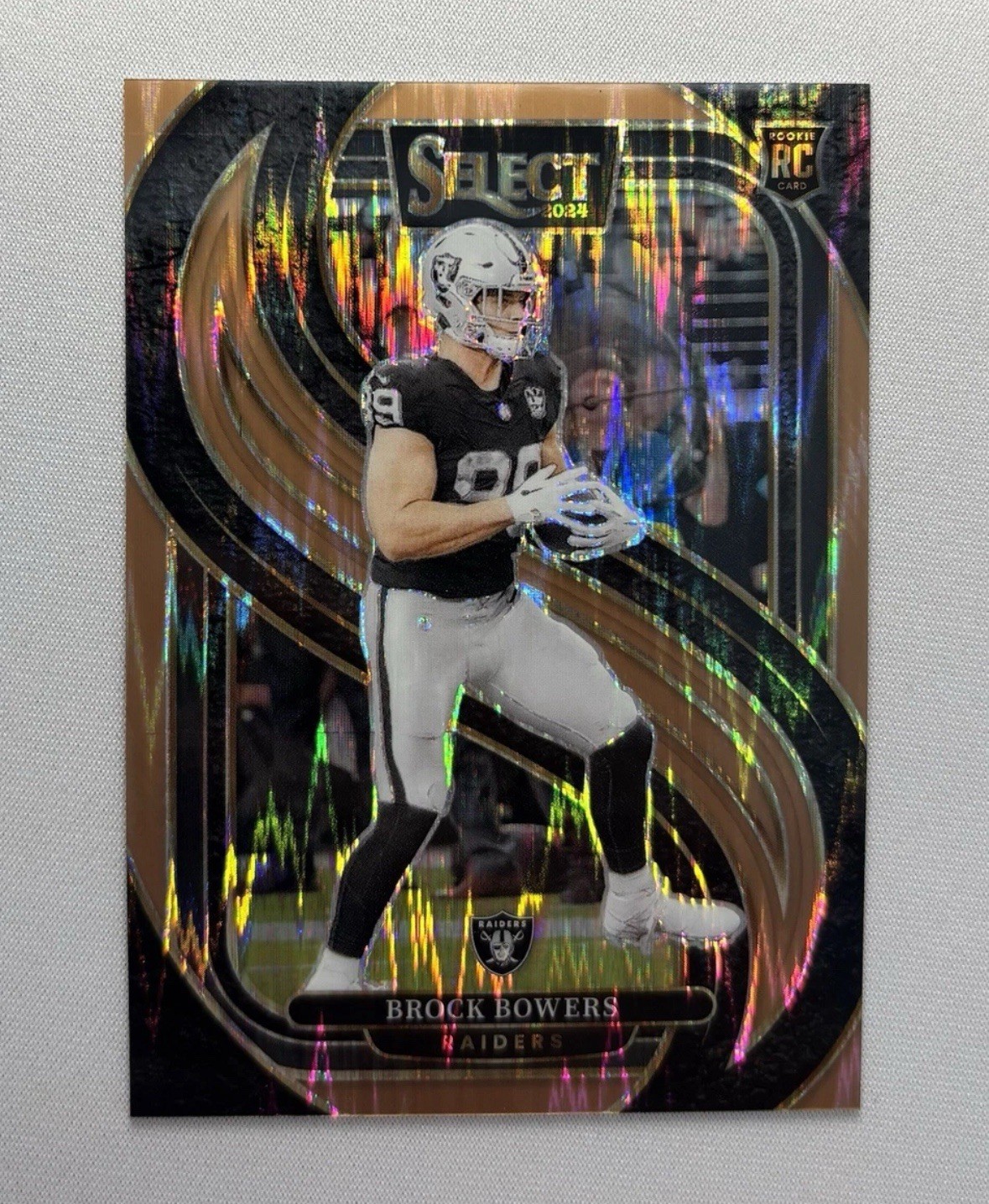 2024 Panini Select Premier Level Brock Bowers #118 Copper Shock Prizm /299 (RC)