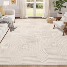 Enyhom Rugs Living Room 160 x 230 cm, Cream Fluffy Area Rugs for Bedroom Washabl