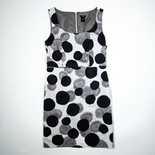 Ann Taylor Women’s Size 10 Sleeveless Sheath Dress Black Gray Polka Dot Lined