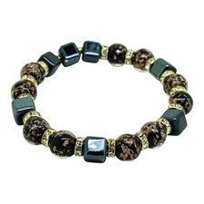 Murano Glas Armband Schwarz Gold Handgemacht Venedig Italien Millefiori