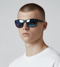 Perry Ellis Men  s Sunglass Black Plastic Sport Wrap, Smoke Lens PE105-1