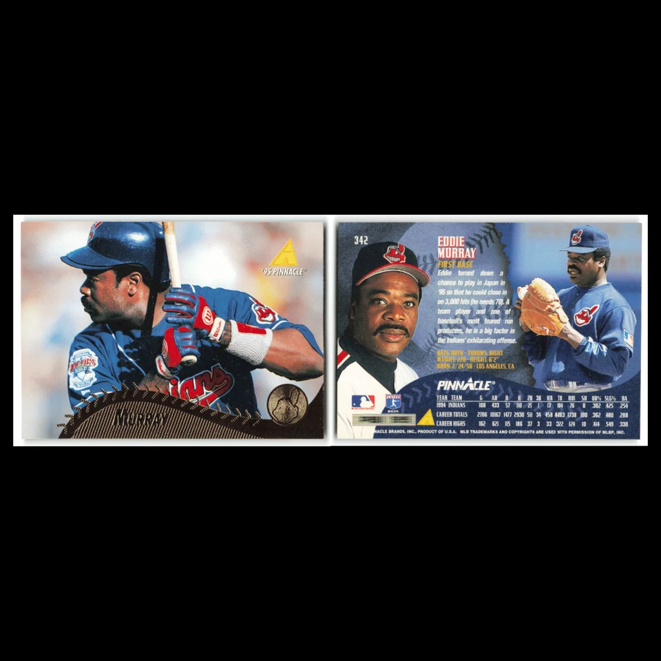 Lote de 7 tarjetas de béisbol Eddie Murray 1995 Pinnacle Cleveland Indians conjunto colección Foto 3 de 4