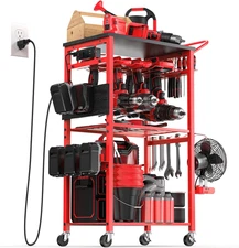 Power Tool Organizer Cart with Wheels, Garage Organizers and Storage, Mobile Wor