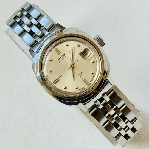 Vintage Seiko Matic Lady Women's Silver Automatic Date Watch 21J 2517-3200