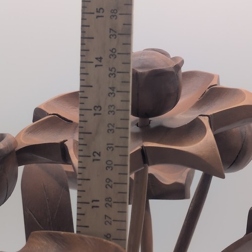Vintage Mabini Handicraft Monkey Pod Wood Lily Pad Sculpture Philippines 14.5" T - Picture 4 of 18