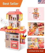 Educational Interactive Kitchen Play Set for Kids Aged 3-5 - 50 Pieces, Pink