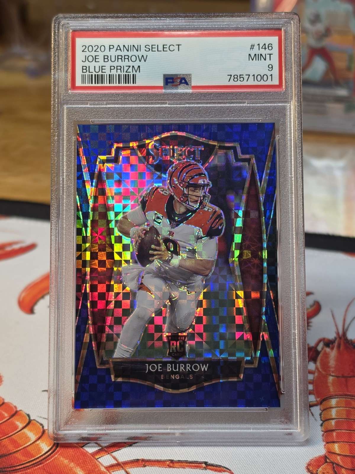 2020 JOE BURROW RC PANINI SELECT BLUE PRIZM XFRACTOR /149 GRADED PSA 9 ROOKIE view 1