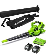 Image of Greenworks 48V(24V x 2) Cordless Leaf Blower and Vacuum with 45L Mulching Bag