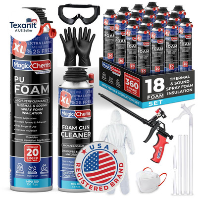 Closed Cell Spray Foam Insulation Kit (18 Pack-25.4 Oz) Expanding Polyurethane F