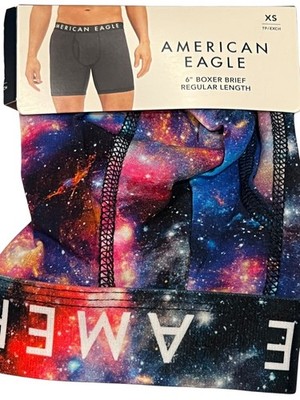 NWT AMERICAN EAGLE Flex 6'' Boxer Brief Sz XS-M-XL Blue Red Space Galaxy #45