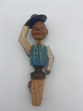 Anri Hand Carved Wooden Mechanical Bottle Stopper Man Tipping his Hat - Works