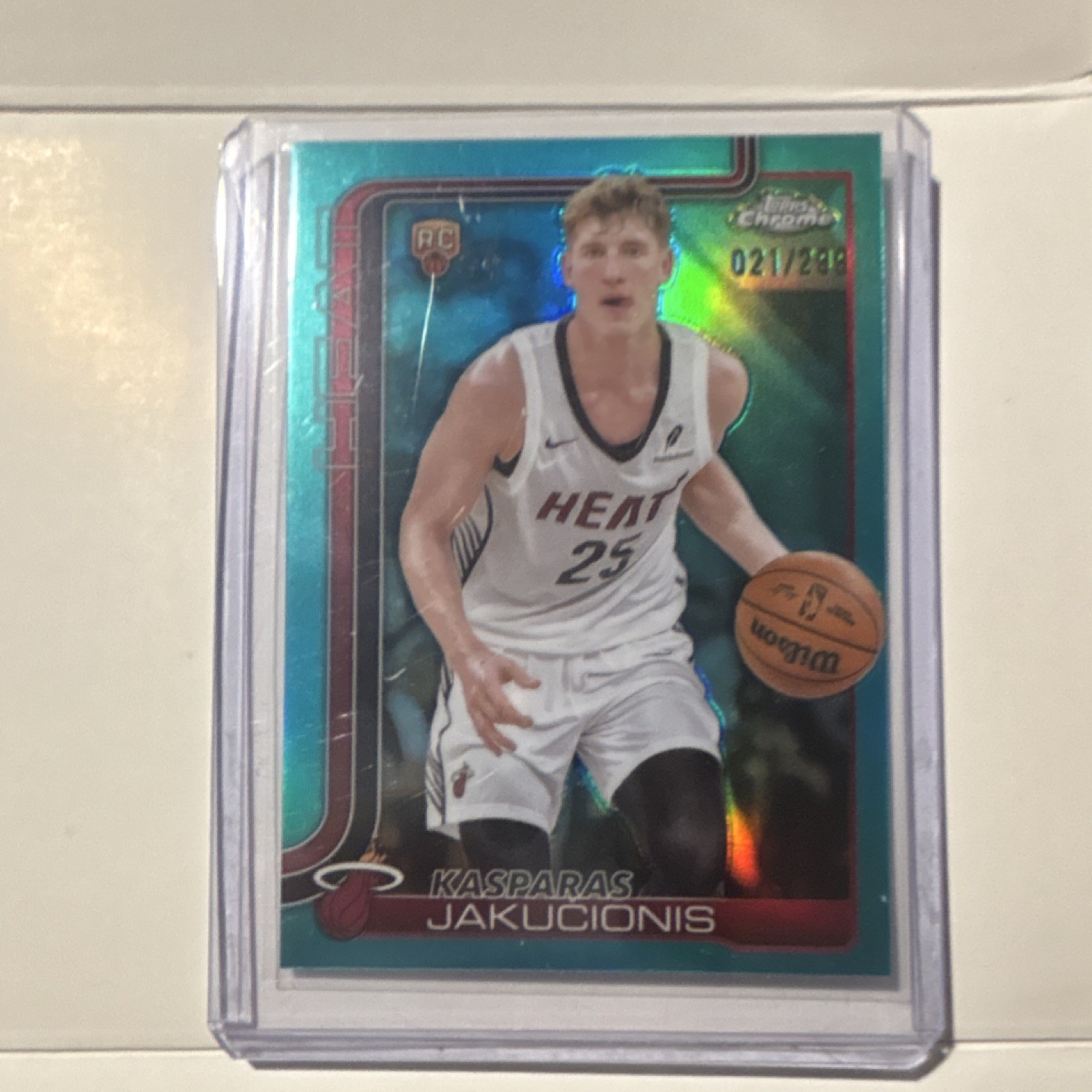 Topps 2025-26 Chrome Kasparas Jakucionis #270 Miami Heat Teal Refractor /299