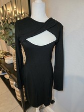 Halston Heritage Women’s  Shirred Keyhole Black Mini Dress cocktail elegance 10