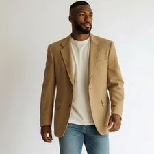 PBM by Lerner Camel Hair Blazer 38R Men's Tan Single Breasted Sport Coat