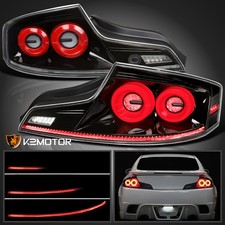 Fits Jet Black 2003-2007 Infiniti G35 Coupe Led Tail Lights Sequential Signal