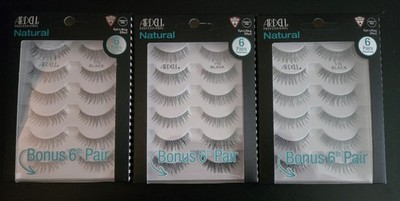 Lot Of 3 Boxes Ardell 110 Black Eyelashes 6 pair Per Box. 