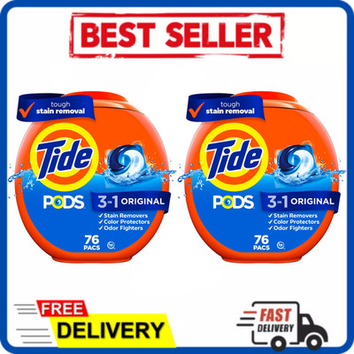 2 Pack Tide PODS Laundry Detergent Pacs Original Scent 76 Count (152 Total) New