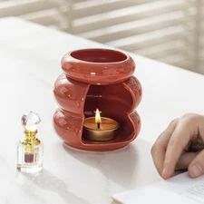 Porcelain Aroma Burner Portable Tealight Candle Holder for SPA Garden Office