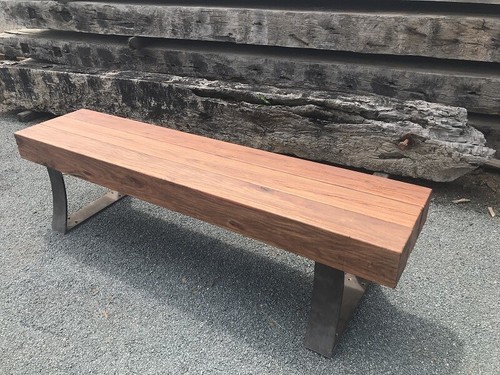 BENCH SEAT RECLAIMED IRONBARK FIRE PIT OUTDOOR INDOOR - Picture 8 of 8